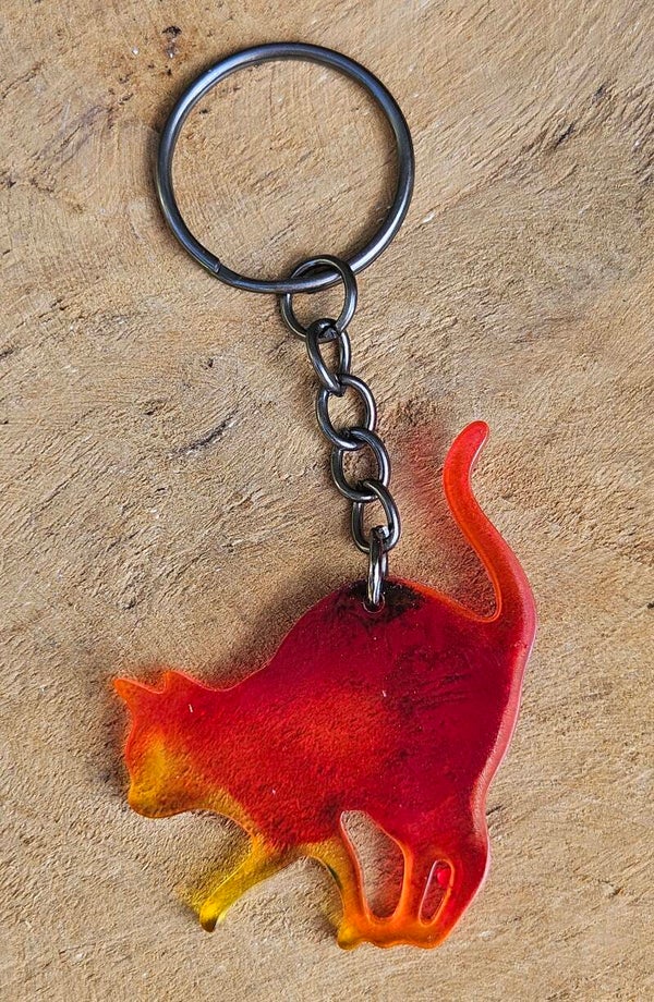 "Kleurrijke kattenkwaad" Sleutelhanger Walking