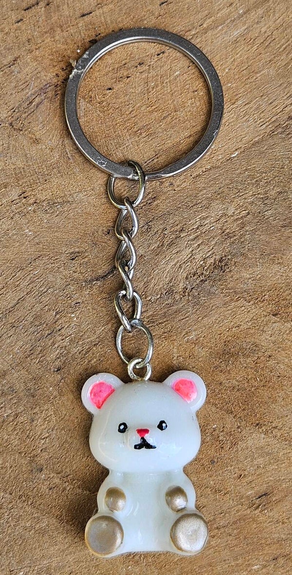 "Beertje" Sleutelhanger Zittend Wit