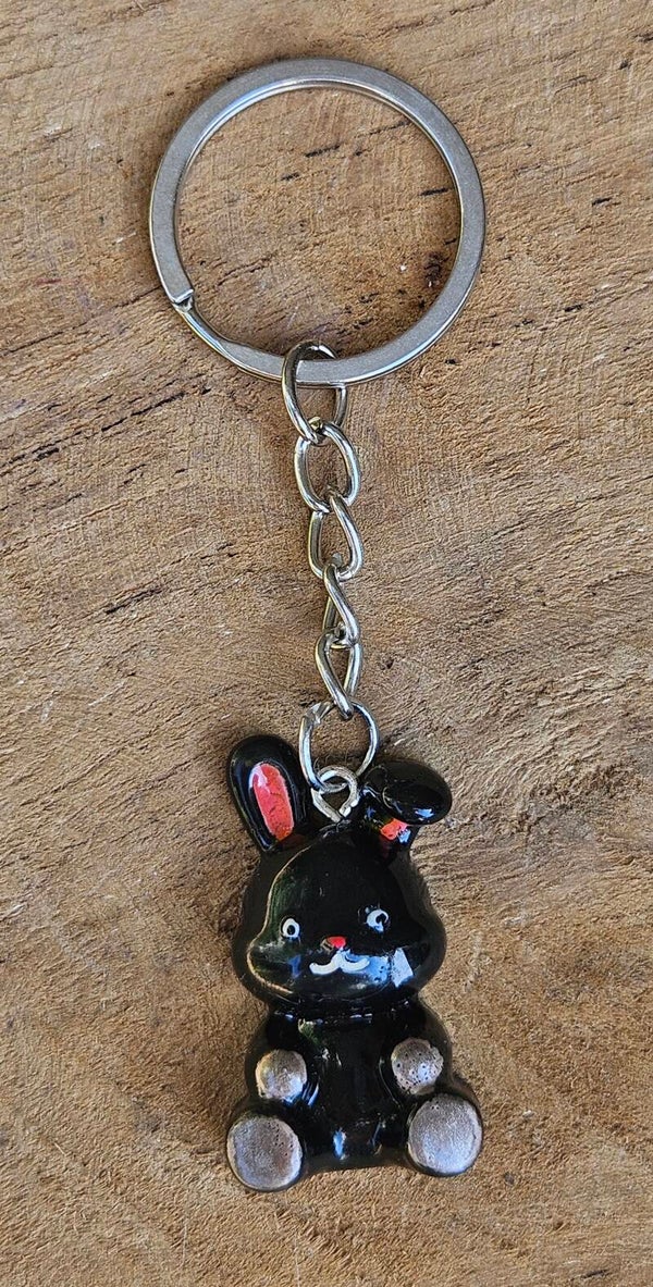 "Konijntje" Sleutelhanger Zwart