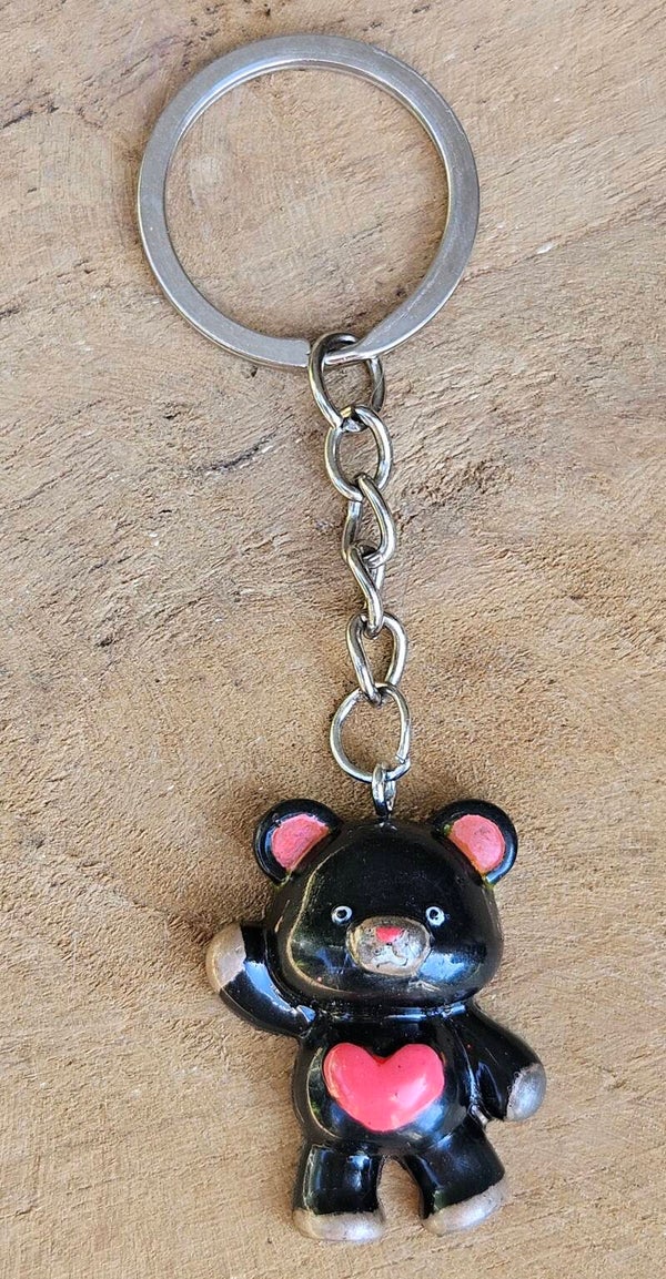 "Beertje" Sleutelhanger Hart Zwart 2