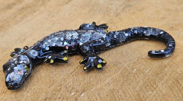 "Hagedisje" Magneet Zwart Glitter 2