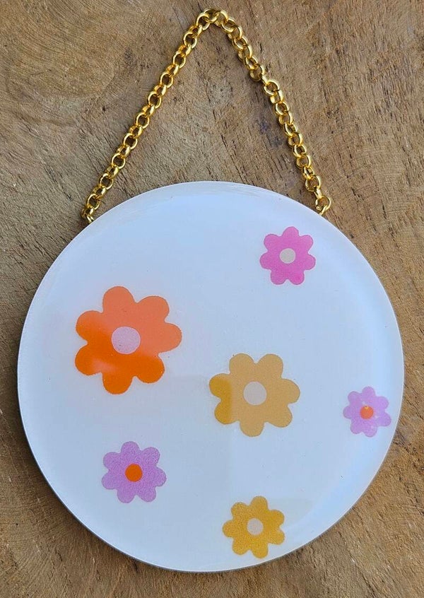 "Muurcirkel" Klein Bloemen Wit