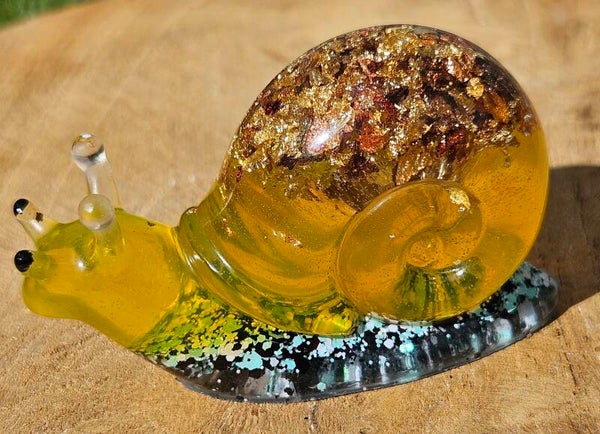 "Sneaky Snail" Geel Goud Glitter