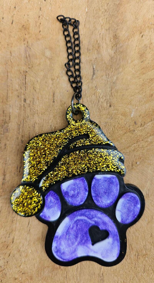 "Kersthanger" Pootje Paars Glitter