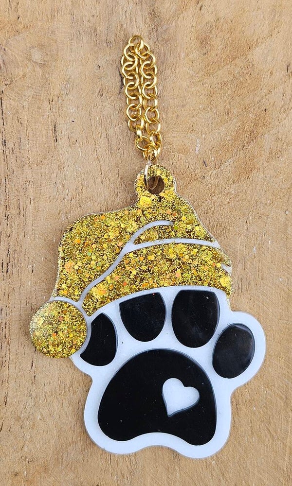 "Kersthanger" Pootje Wit Glitter