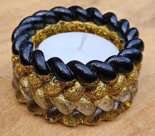 "Waxinelichthouder Knitted" Multicolor Glitter