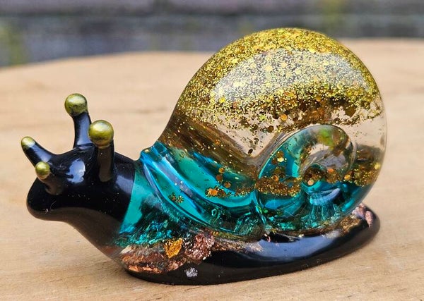 "Sneaky Snail" Glitter Transparant Blauw Goud