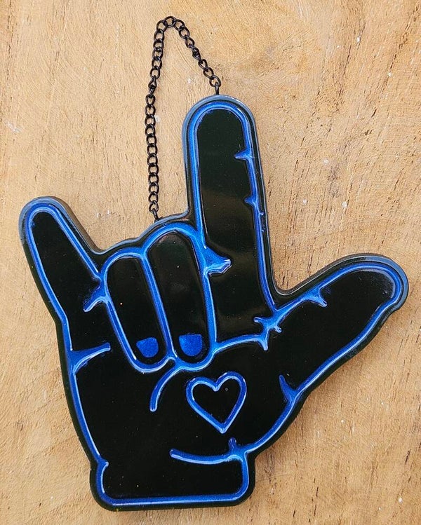 "Rock & Love" Hanger Zwart Blauw Metallic