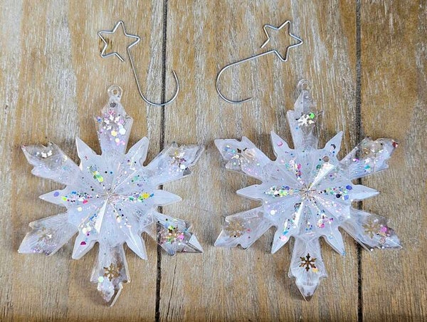 "Kersthanger" Sneeuwvlok Glitter Set van 2