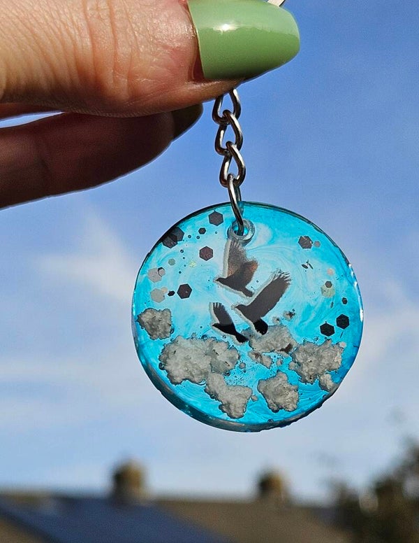 Sleutelhanger 3D "Wolkjes & Vogeltjes" 3