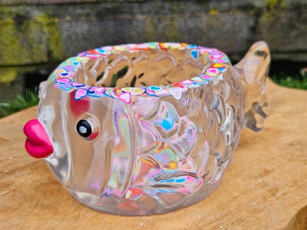 "Pink Lips" Transparant Hartjes epoxy