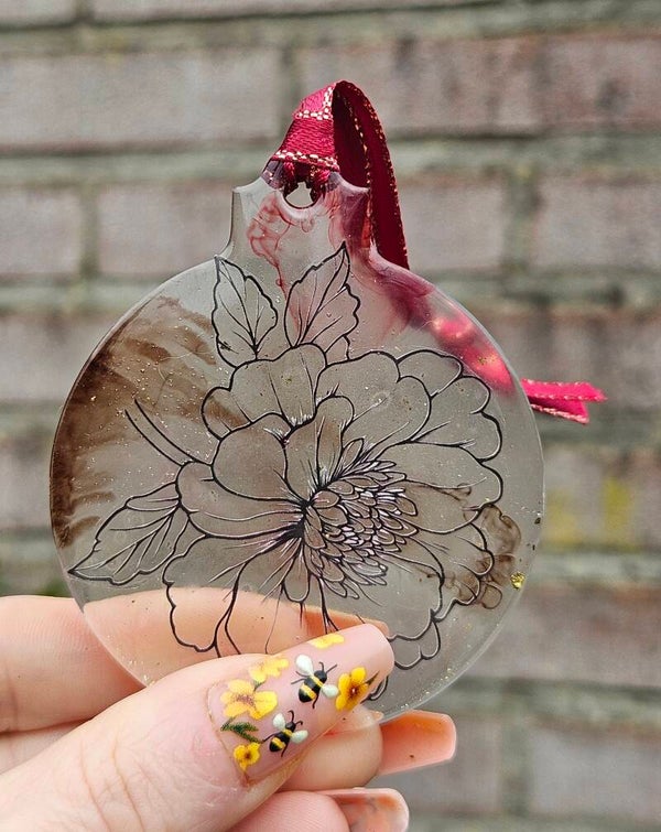 Hanger "Kerstbal" Bloem Transparant