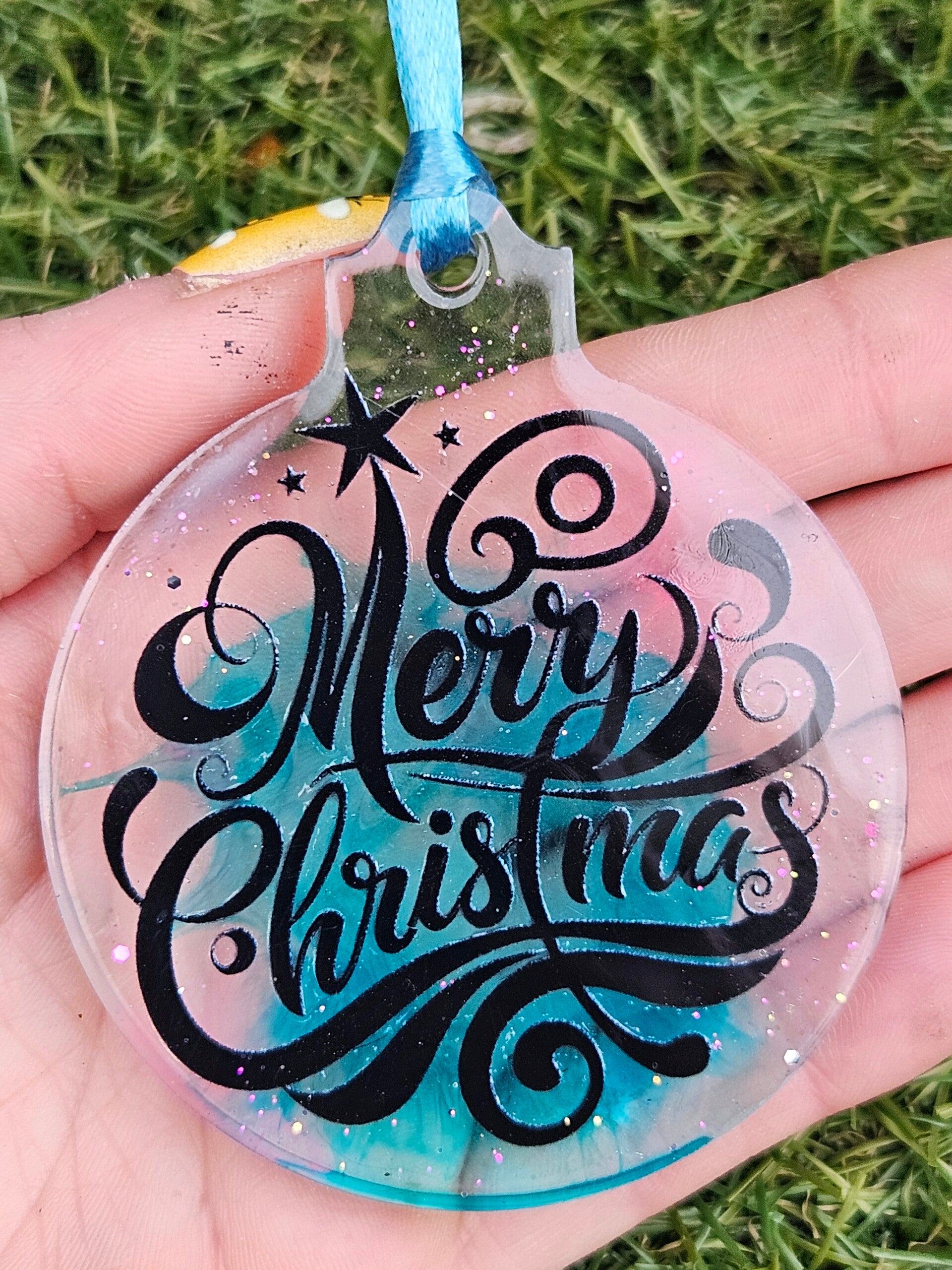 Hanger "Kerstbal" Merry Christmas Transparant