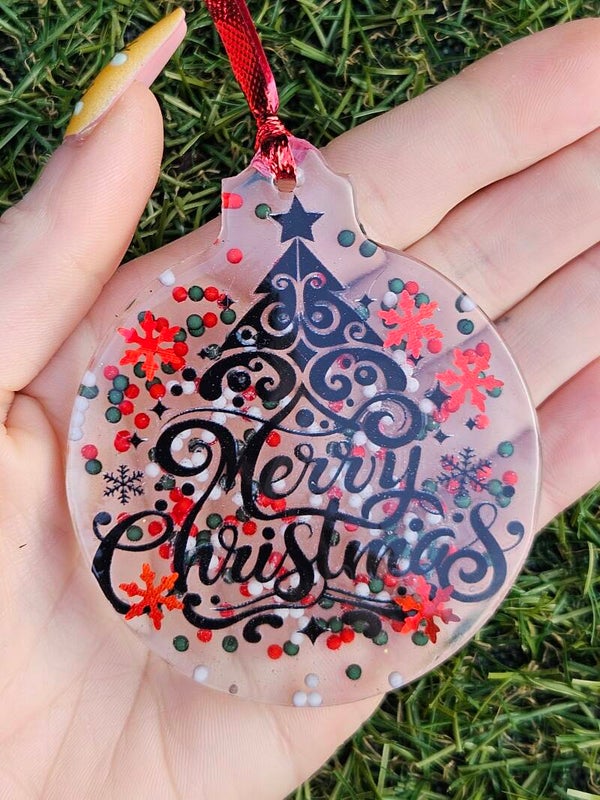 Hanger "Kerstbal" Merry Christmas Rood 1