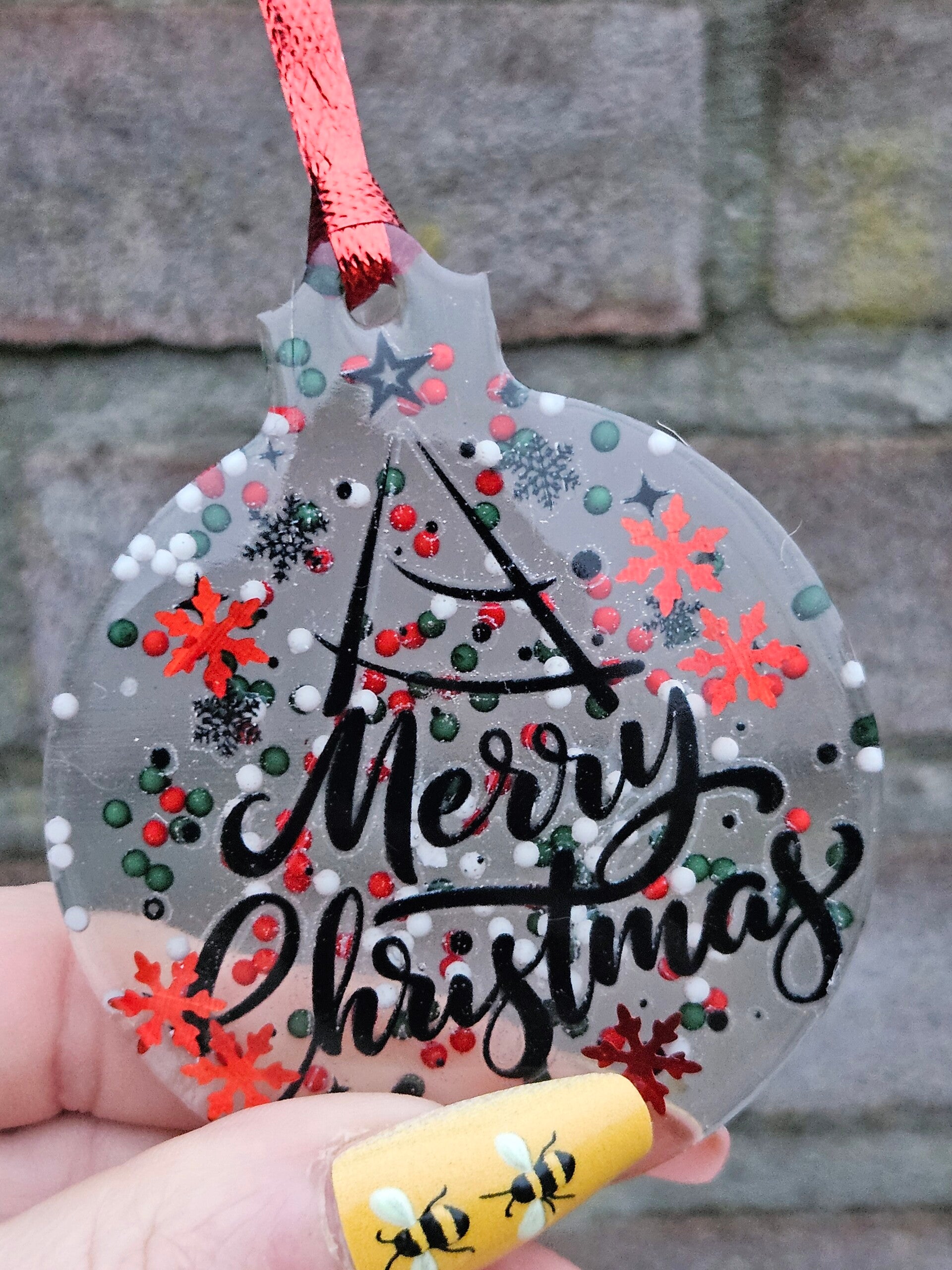 Hanger "Kerstbal" Merry Christmas Rood 2