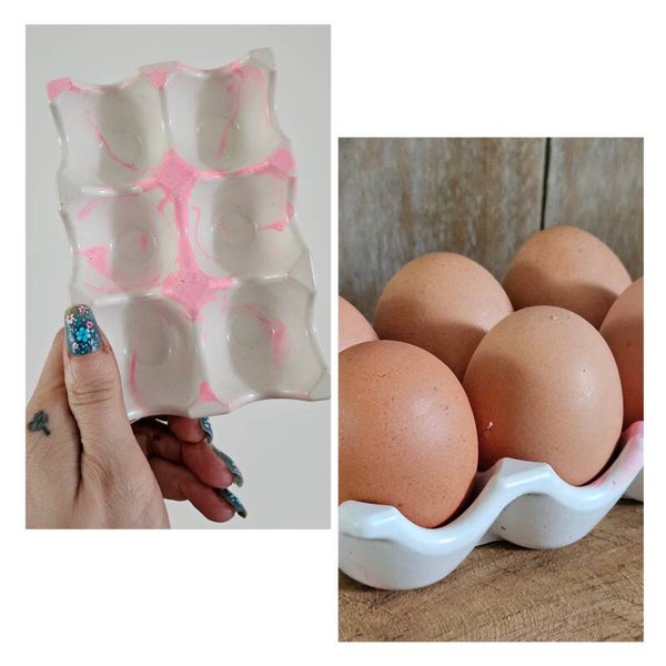 "Ei-genwijs leuk" Eierhouder 6 eieren gips