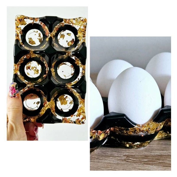 "Ei-genwijs leuk" Eierhouder 6 eieren Goud Zwart