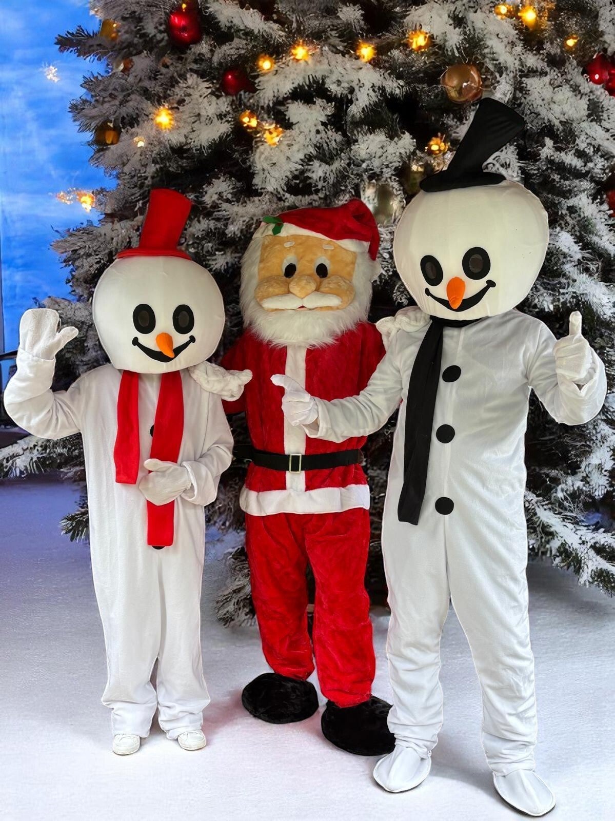 Sneeuwpop en Kerstman mascottes huren