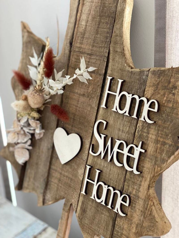 Herfstblad met home sweet home