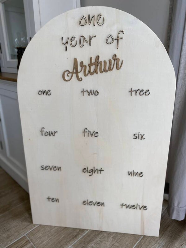 One year birthday plaat