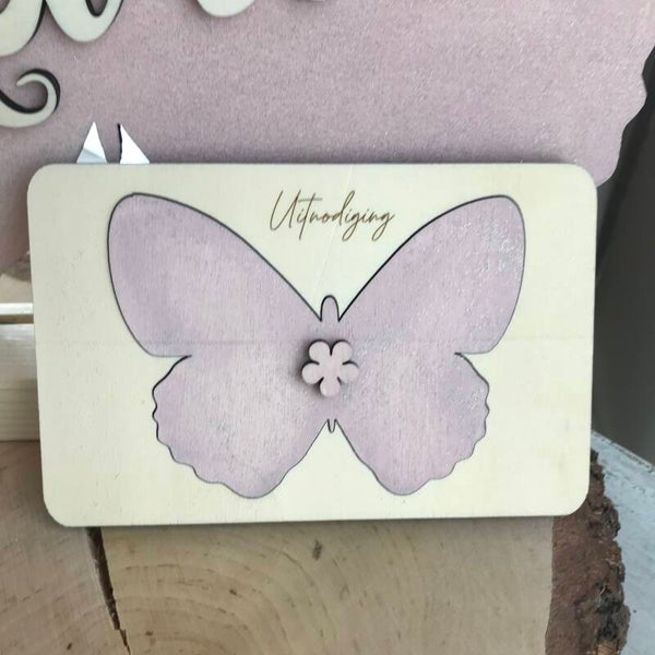 Vlinder puzzel uitnodiging
