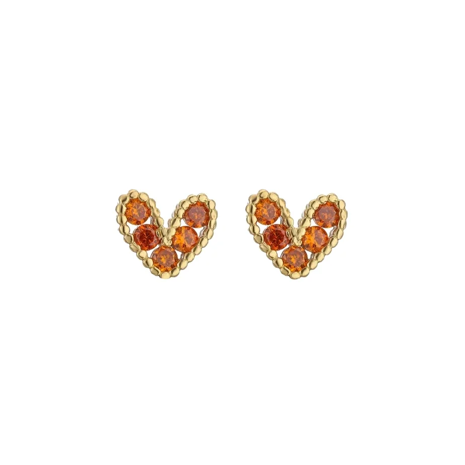 Diamond Heart Studs Oorbellen Oranje - Rosies
