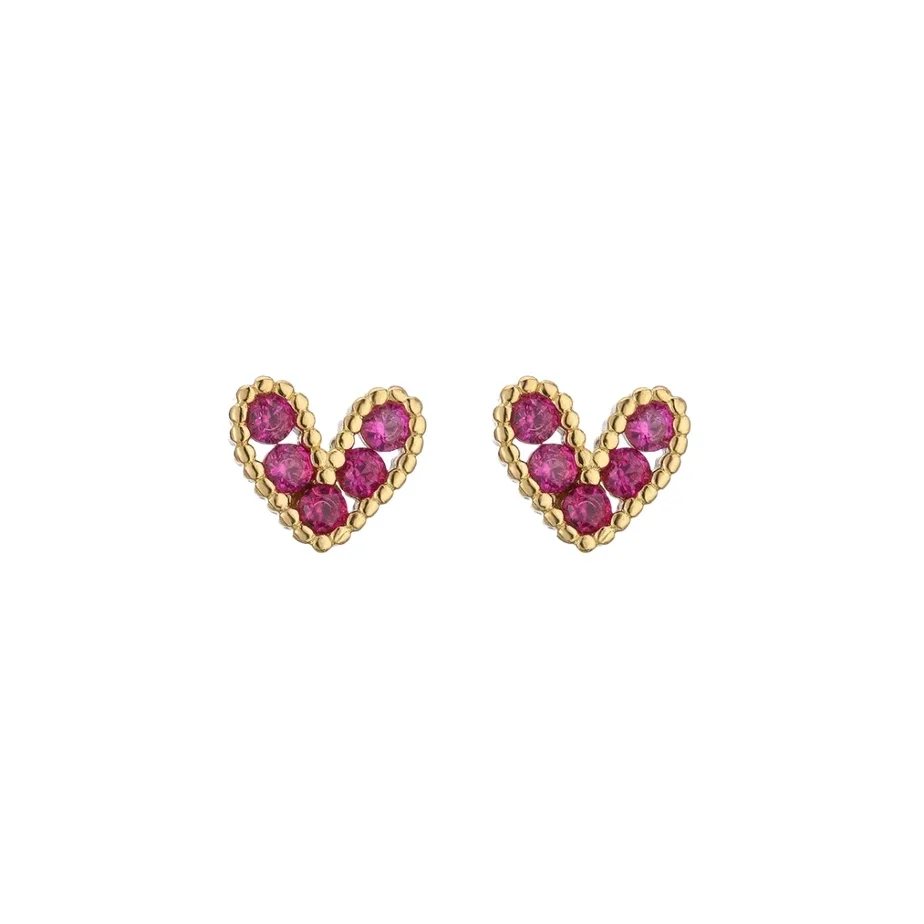 Diamond Heart Studs Oorbellen roze - Rosies