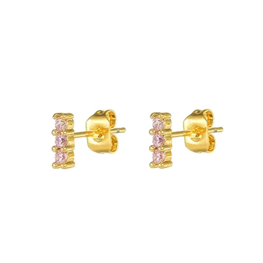 Diamond Line Studs Oorbellen Roze - Rosies