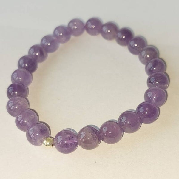 Lavendel Amethist armband met zilveren kraal
