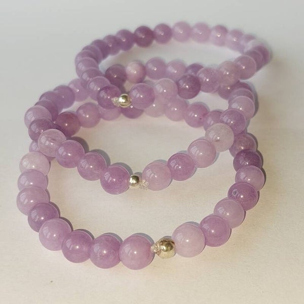 Licht Lavendel Amethist armband met zilveren kraal