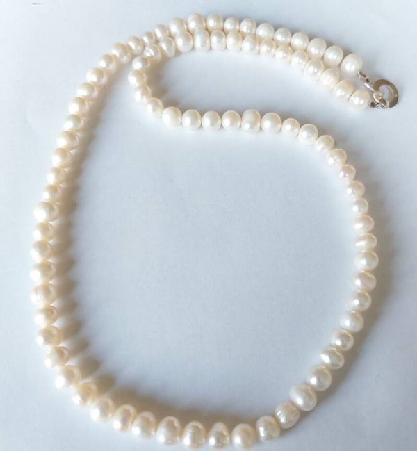 Parelketting witte parels 8mm  met  puzzelslot