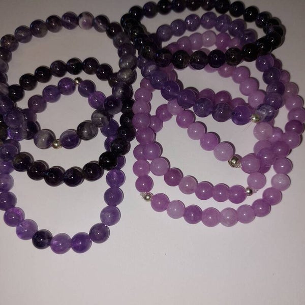 Amethist armband met zilveren kraal