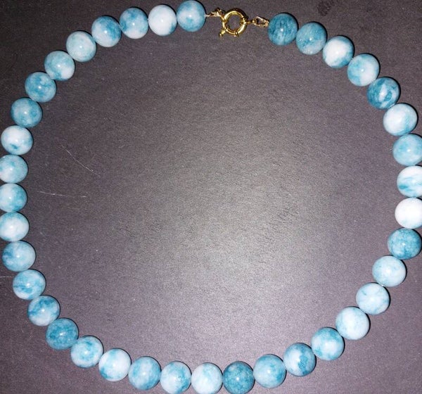 Larimar 12 mm ketting met vermeil boeisluiting