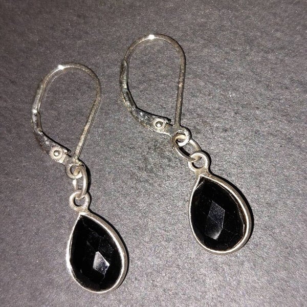 Onyx zilveren hanger met zilveren oorhaakjes