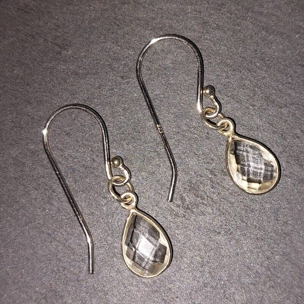 Bergkristal zilveren hanger met zilveren oorhaakjes
