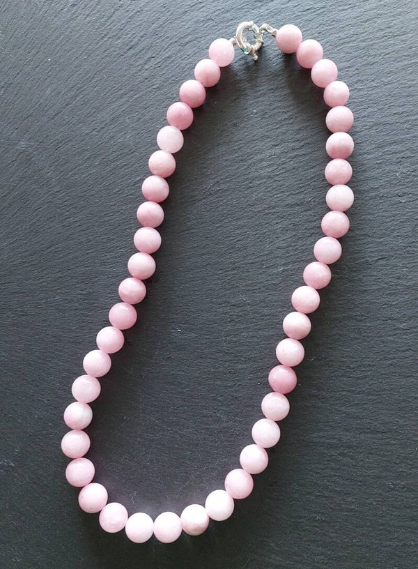 Roze kunziet ketting met zilveren boeisluiting