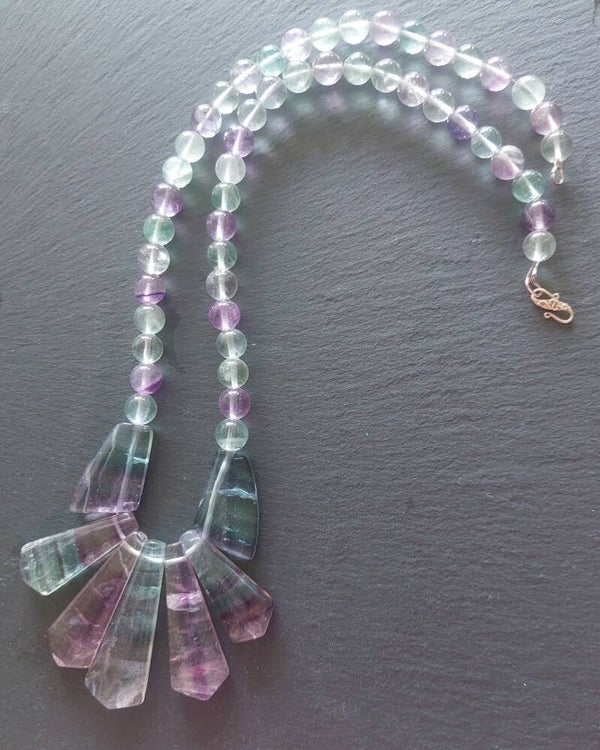 Fluoriet ketting met 10 mm kralen