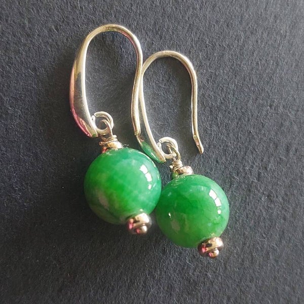 Groene chalcedoon zilveren oorbellen