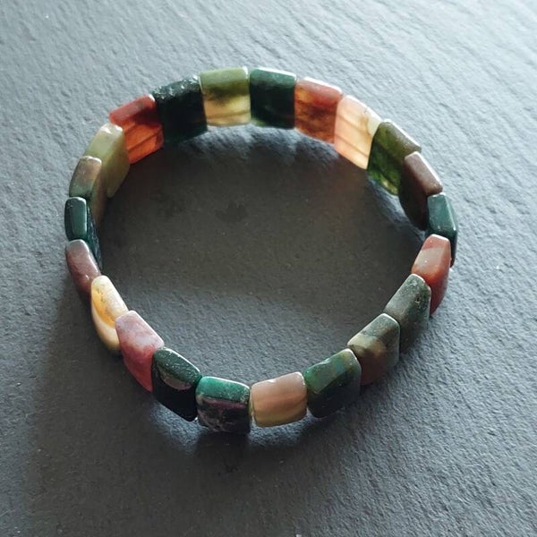 Indian Agaat armband met vierkante kralen