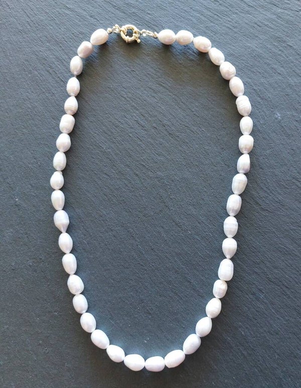 Parelketting witte parels 10mm met vermeil boeisluiting