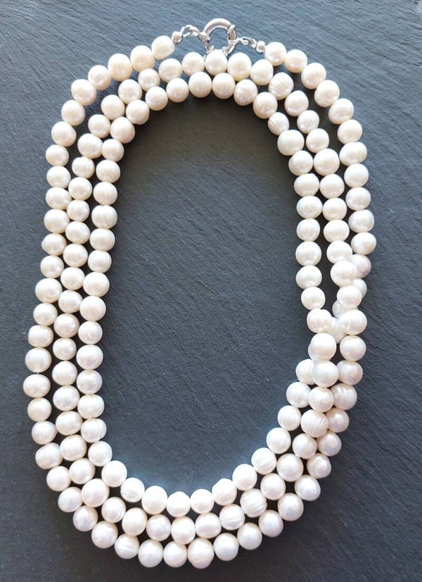 Parelketting 10 mm extra lang en grote boeisluiting