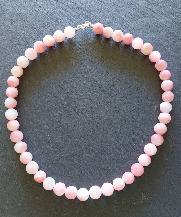 Roze opaalketting met  zilveren lobstersluiting