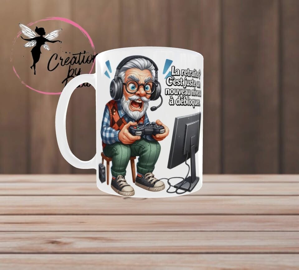 🎮 Mug Retraite – « Nouveau niveau à débloquer »