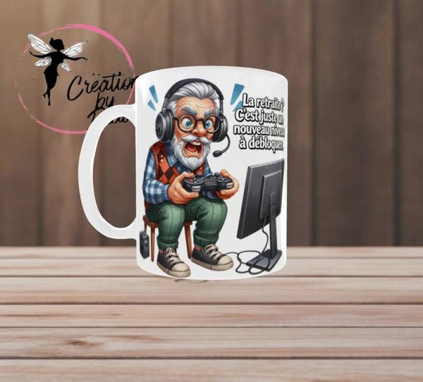 🎮 Mug Retraite – « Nouveau niveau à débloquer »