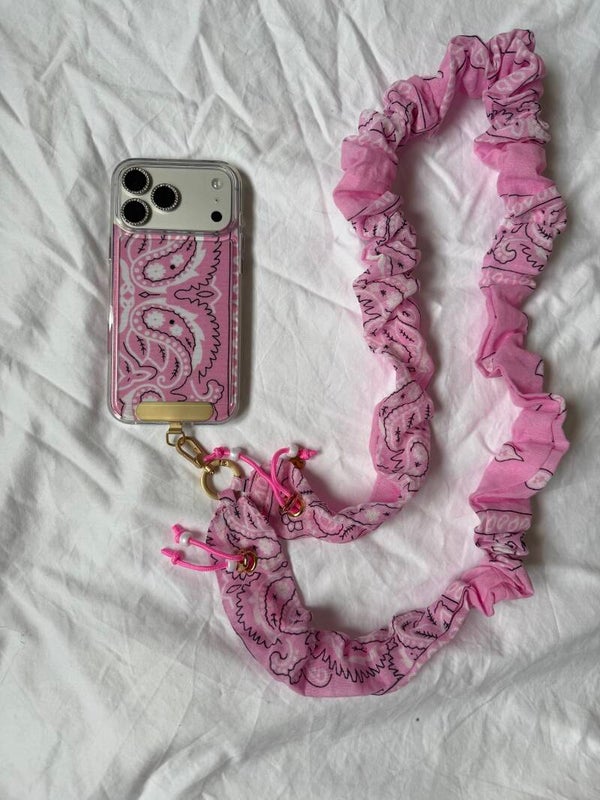 Pink Paisley Phone Strap