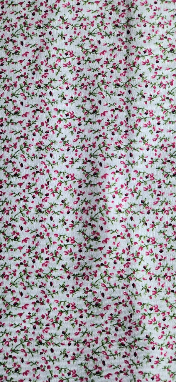 1001 Stoff Baumwolljersey weiß mit kleinen pinken Blümchen Blumen