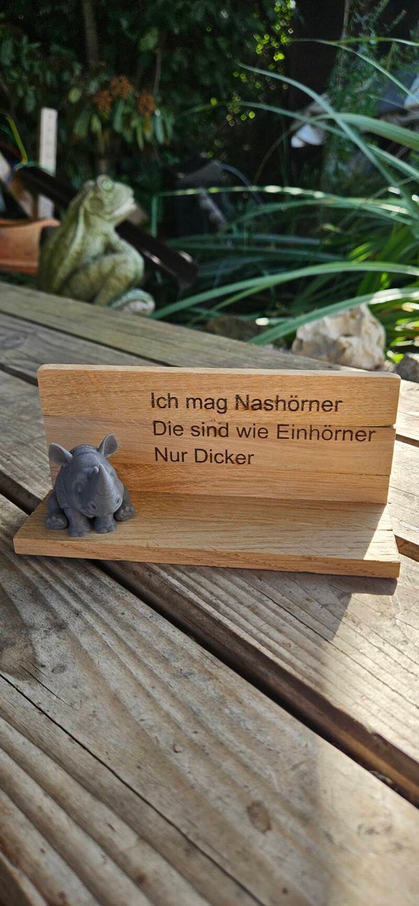 Holz Aufsteller Nashorn Spruch – Lustiges Geschenk Einhorn Deko Schild