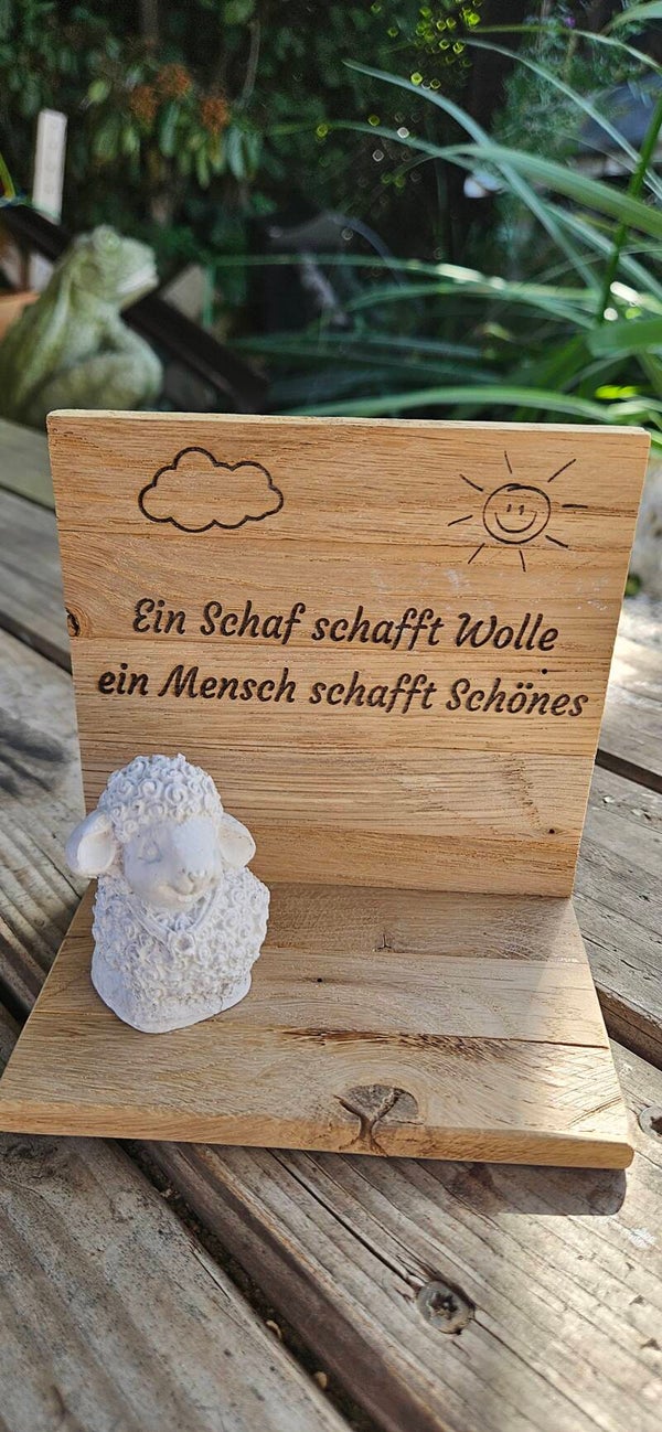 Holz-Aufsteller mit Spruch & Figur (Schaf, Alpaka, Maritim) – Tischdeko Geschenkidee