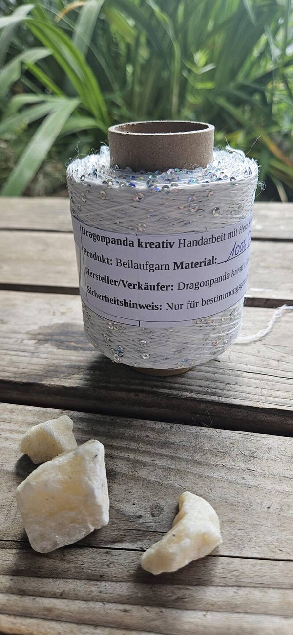 Beilaufgarn - weiß mit Pailetten