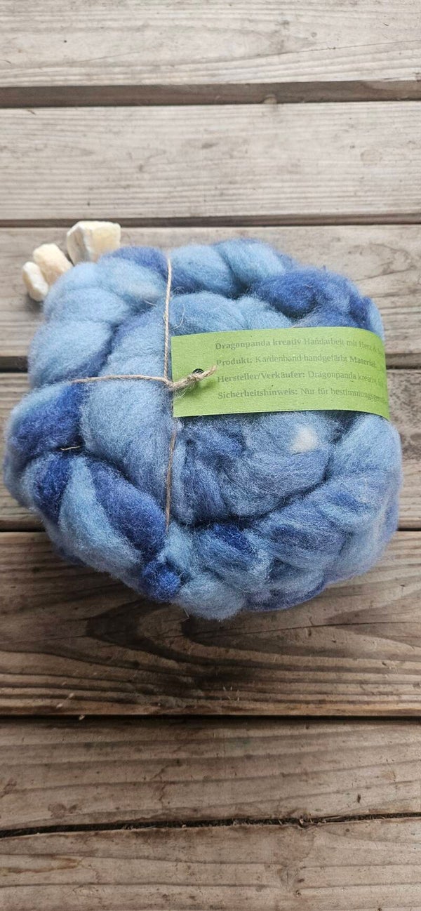 handgefärbtes Kardenband - Kerry Hill - blau - KA107
